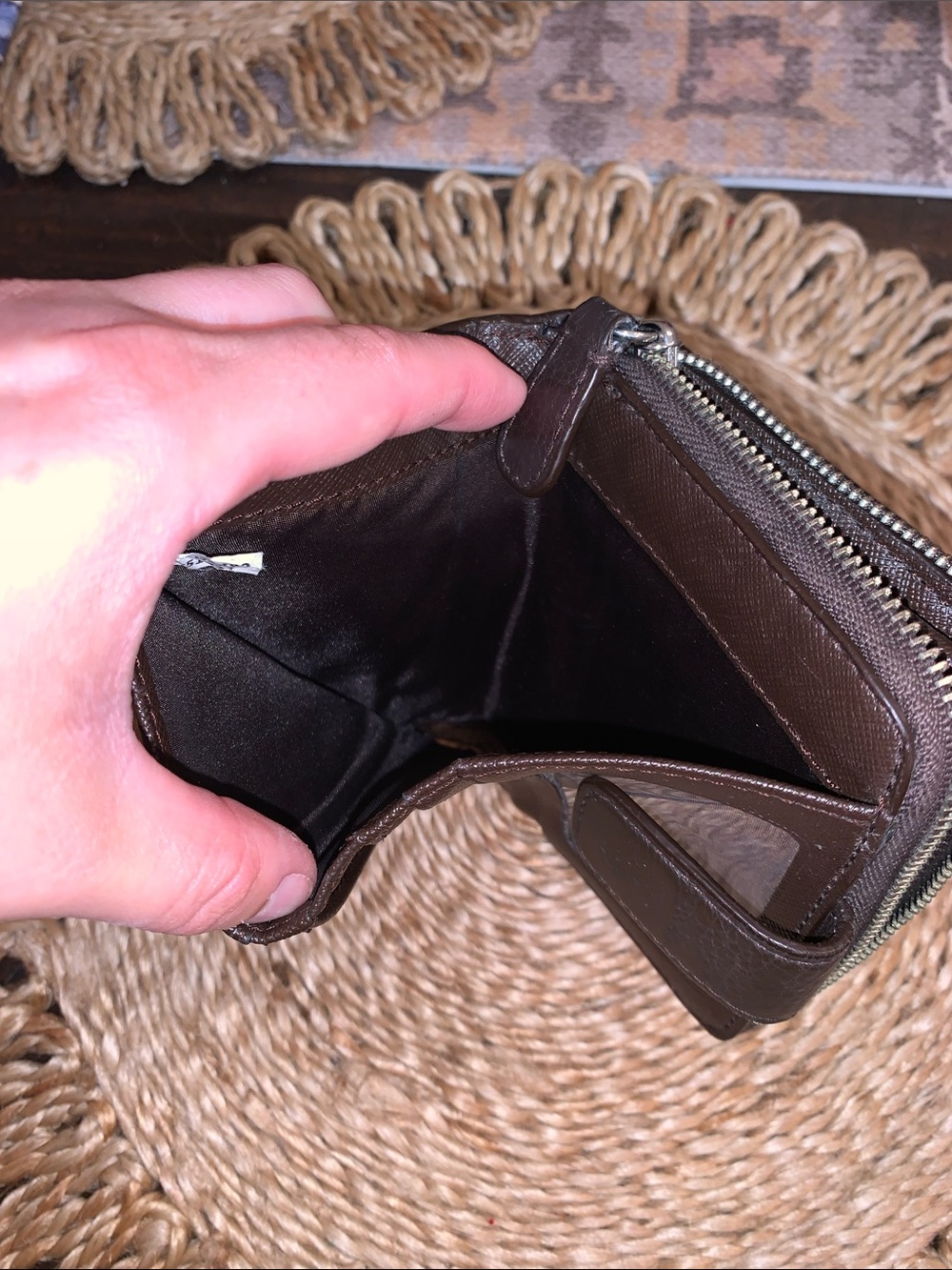 Coach Parker Brown Signature Canvas and Leather Zip Wallet - Picture 7 of 11